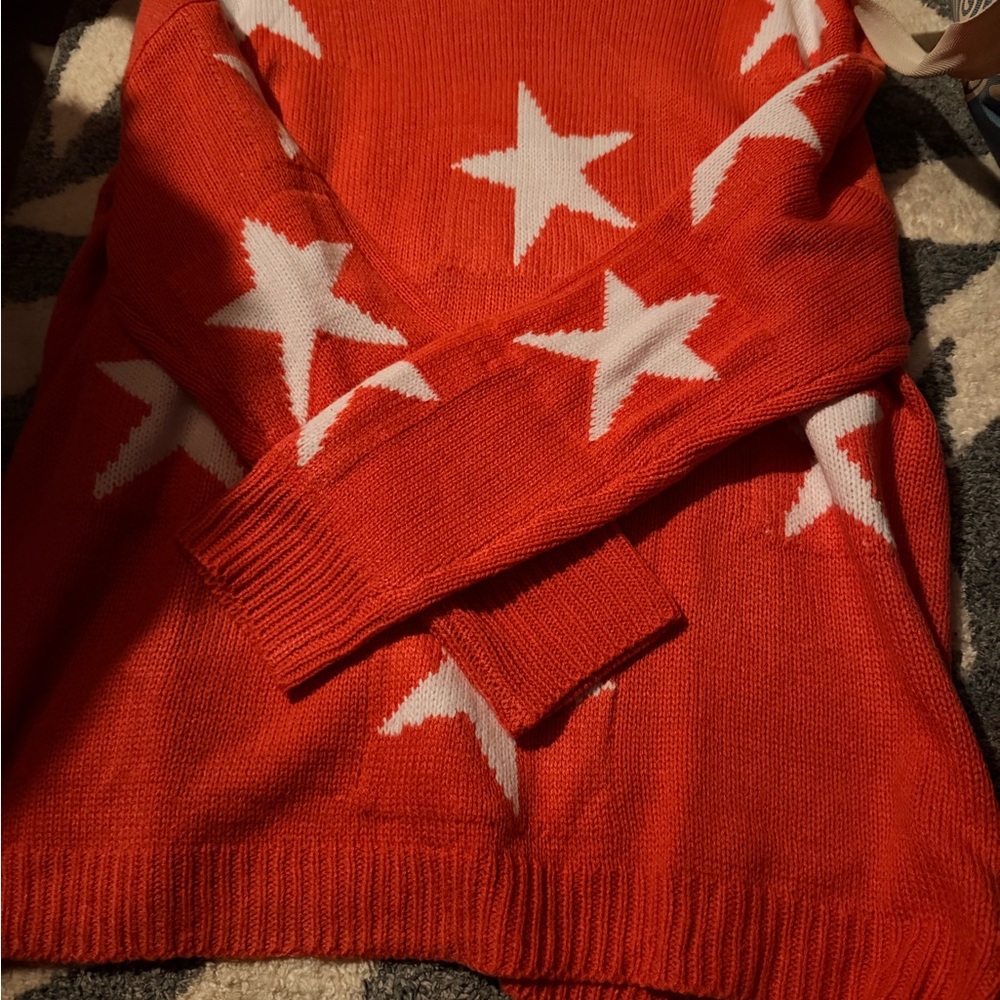 Star Patterned Red Sweater